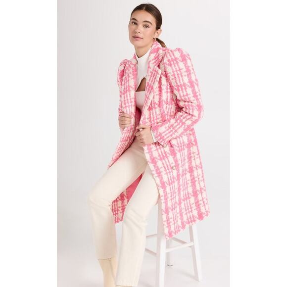 Love Shack Fancy Asryn Coat in Majestic Pink Tweed Size Large - Picture 8 of 16